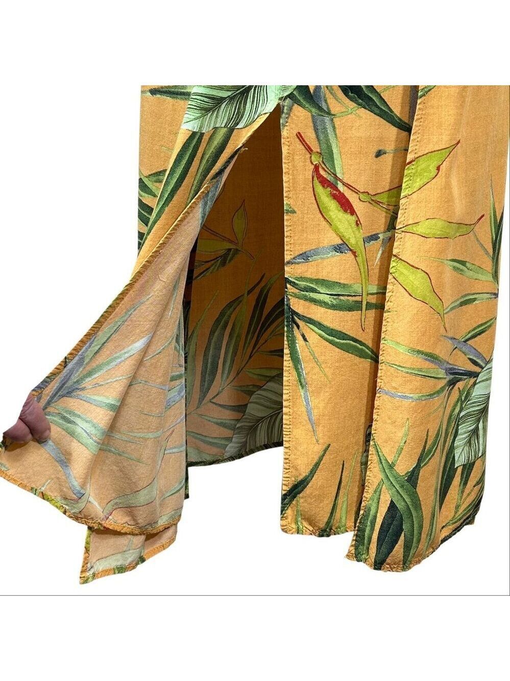 Kauf Mustard Yellow Tropical Sexy Viscose Sundress Size M - Picture 10 of 14